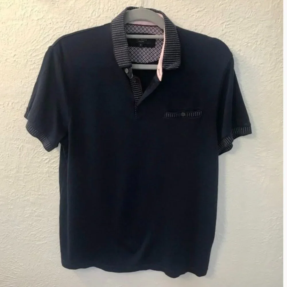 Ted Baker Rickee Polo Blue/Pink Detail SZ L (4)